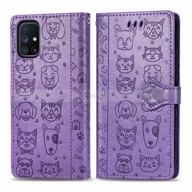 Coque Portefeuille Motif Fantaisie Livre Cuir Etui Clapet S03D pour Samsung Galaxy M51 Violet Plus