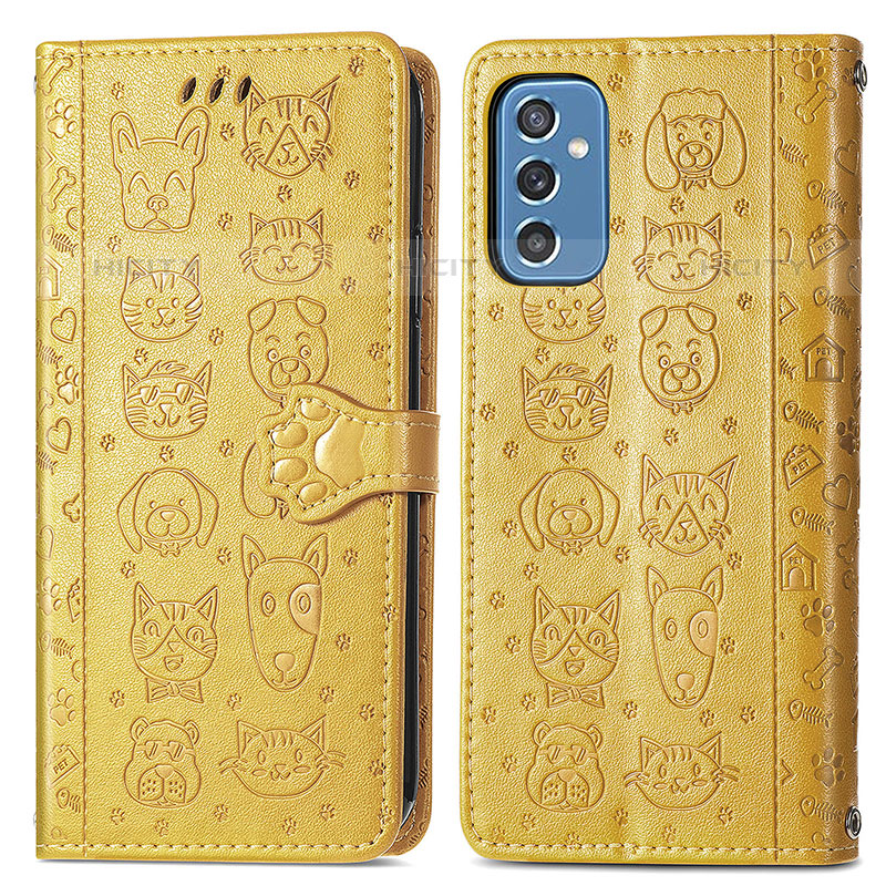 Coque Portefeuille Motif Fantaisie Livre Cuir Etui Clapet S03D pour Samsung Galaxy M52 5G Jaune Plus