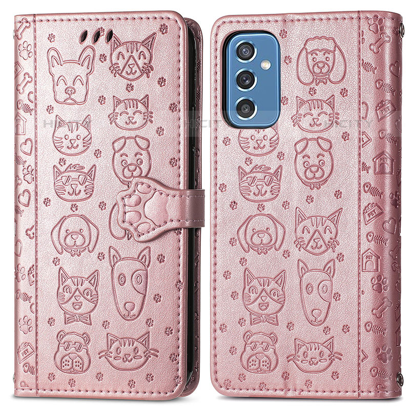 Coque Portefeuille Motif Fantaisie Livre Cuir Etui Clapet S03D pour Samsung Galaxy M52 5G Rose Plus