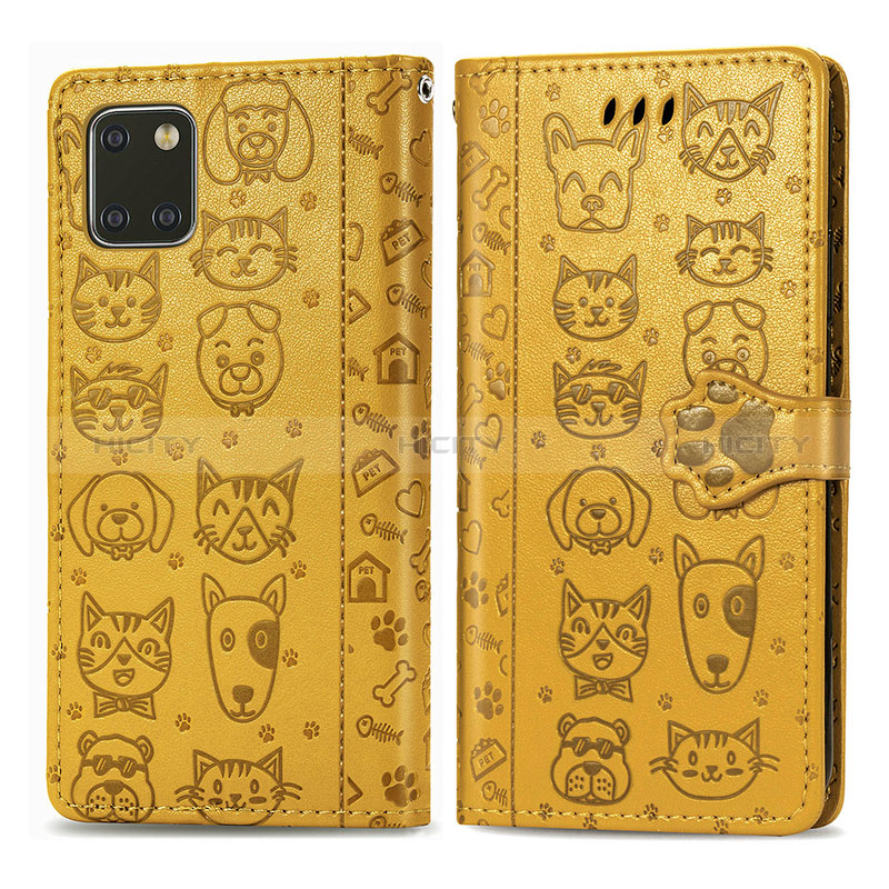 Coque Portefeuille Motif Fantaisie Livre Cuir Etui Clapet S03D pour Samsung Galaxy M60s Jaune Plus