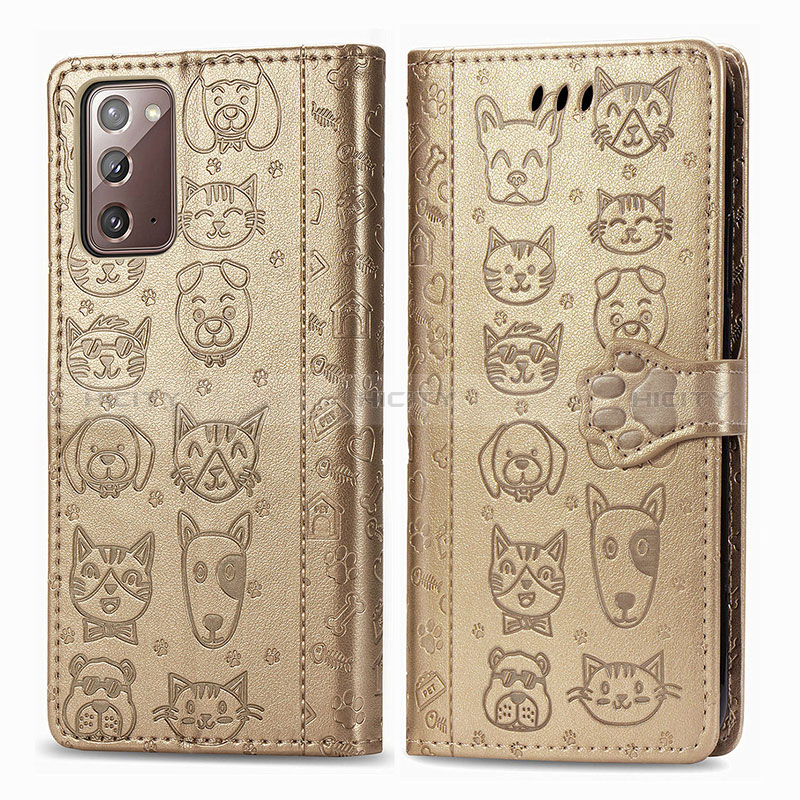 Coque Portefeuille Motif Fantaisie Livre Cuir Etui Clapet S03D pour Samsung Galaxy Note 20 5G Or Plus