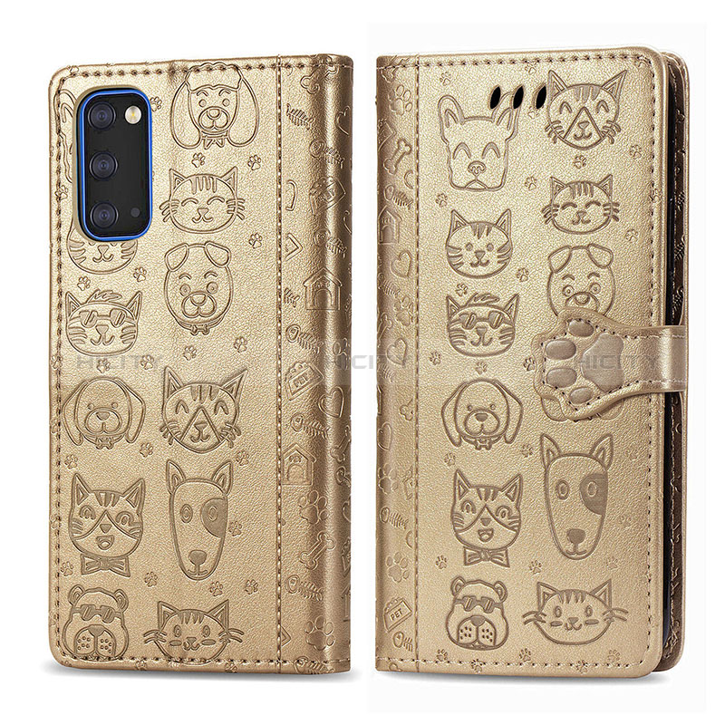 Coque Portefeuille Motif Fantaisie Livre Cuir Etui Clapet S03D pour Samsung Galaxy S20 5G Or Plus