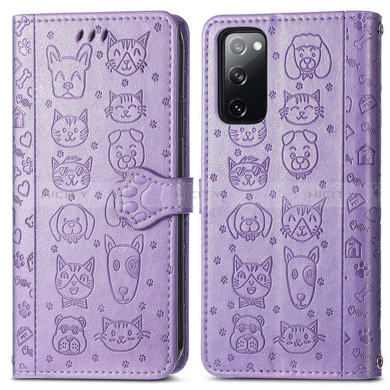 Coque Portefeuille Motif Fantaisie Livre Cuir Etui Clapet S03D pour Samsung Galaxy S20 FE 4G Violet Plus