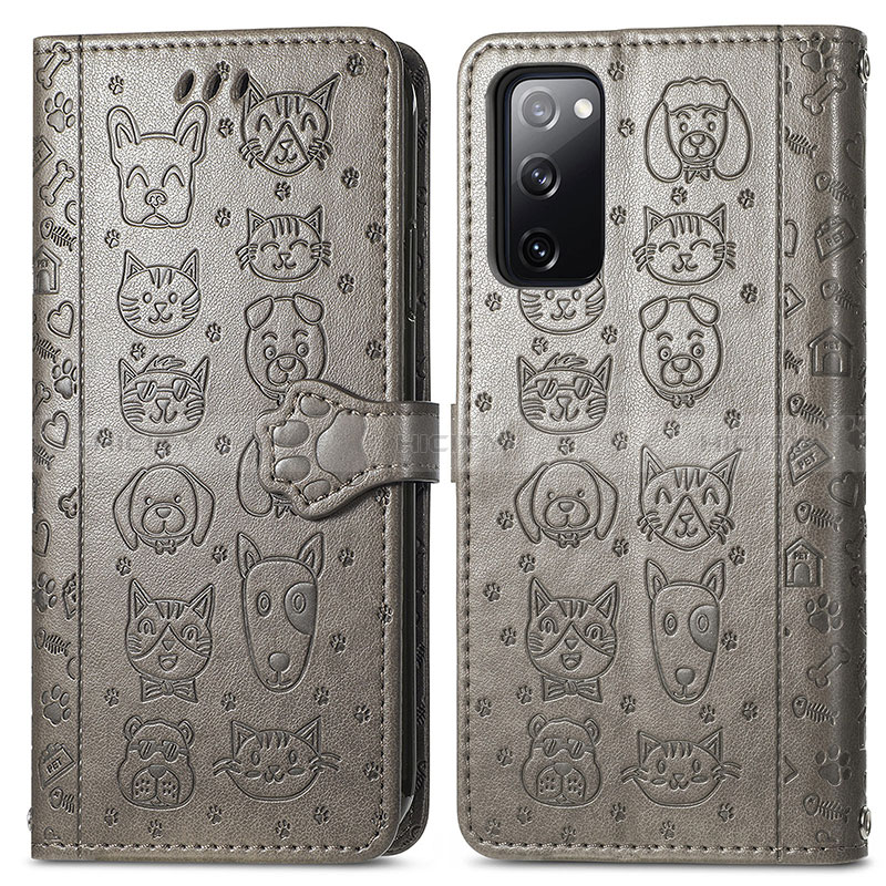 Coque Portefeuille Motif Fantaisie Livre Cuir Etui Clapet S03D pour Samsung Galaxy S20 FE 5G Gris Plus