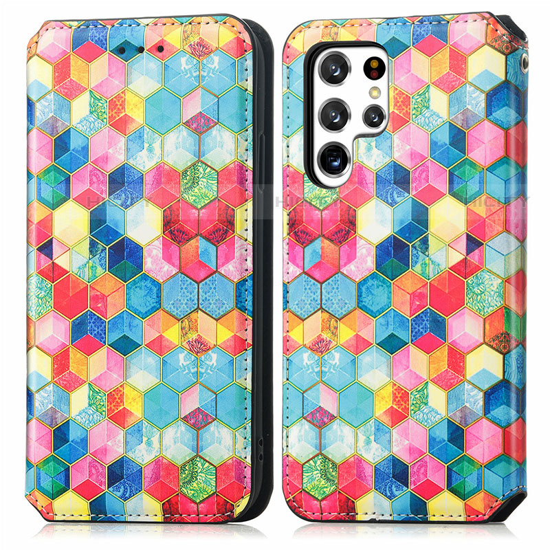 Coque Portefeuille Motif Fantaisie Livre Cuir Etui Clapet S03D pour Samsung Galaxy S21 Ultra 5G Plus