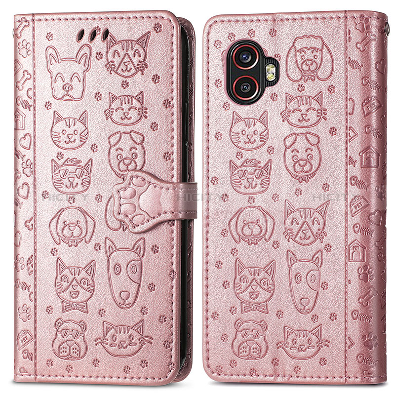 Coque Portefeuille Motif Fantaisie Livre Cuir Etui Clapet S03D pour Samsung Galaxy XCover 6 Pro 5G Rose Plus