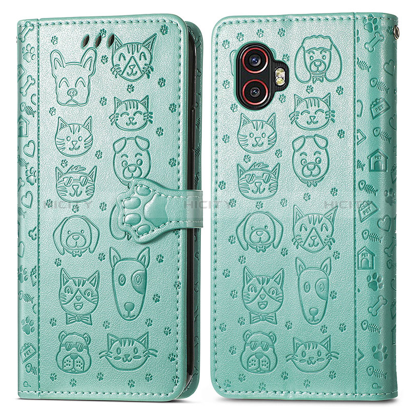 Coque Portefeuille Motif Fantaisie Livre Cuir Etui Clapet S03D pour Samsung Galaxy XCover 6 Pro 5G Vert Plus