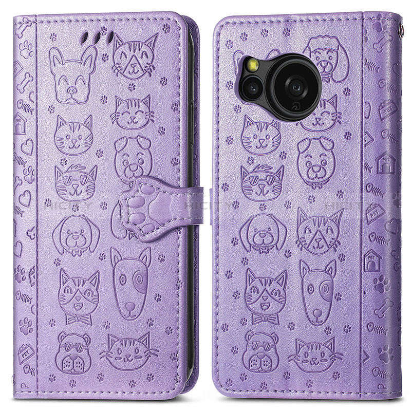 Coque Portefeuille Motif Fantaisie Livre Cuir Etui Clapet S03D pour Sharp Aquos Sense8 Violet Plus