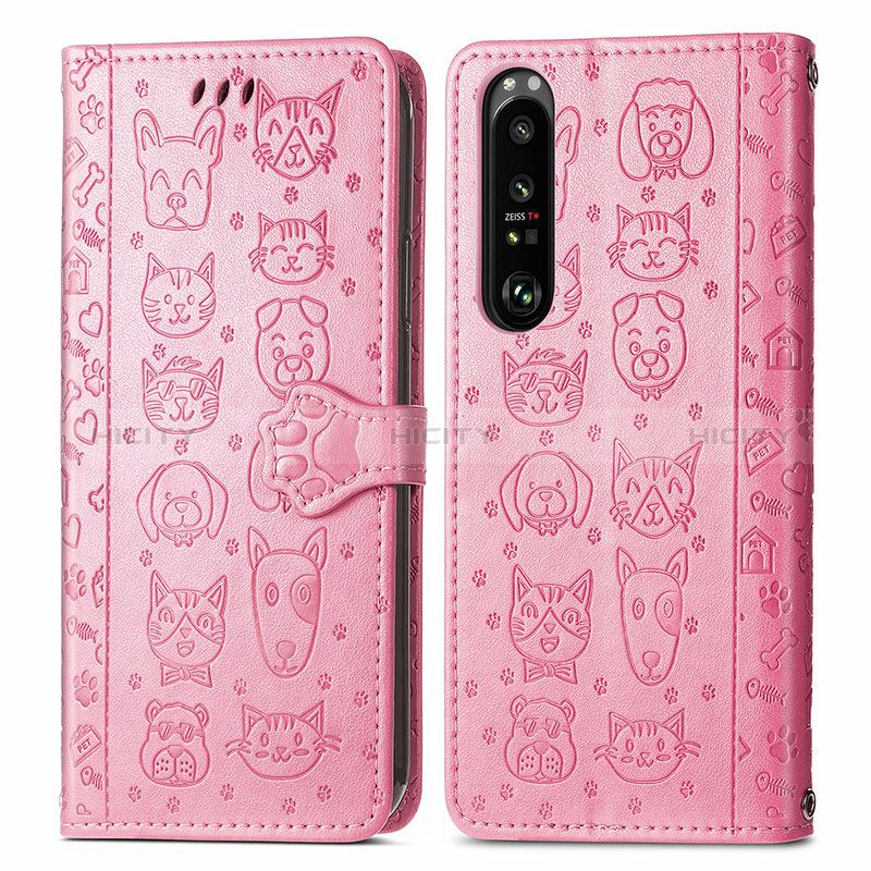 Coque Portefeuille Motif Fantaisie Livre Cuir Etui Clapet S03D pour Sony Xperia 1 III Rose Plus