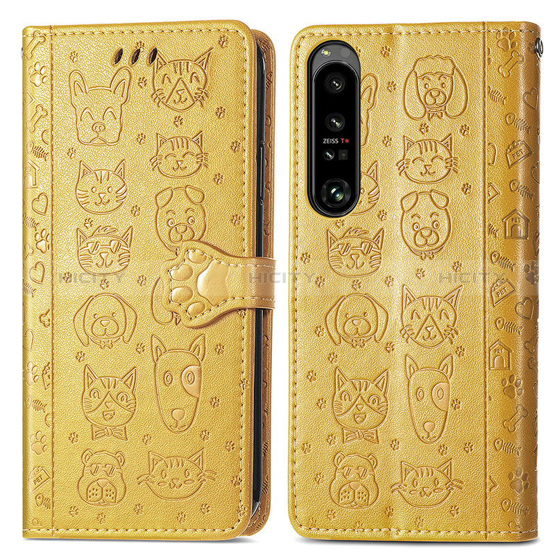 Coque Portefeuille Motif Fantaisie Livre Cuir Etui Clapet S03D pour Sony Xperia 1 IV SO-51C Jaune Plus