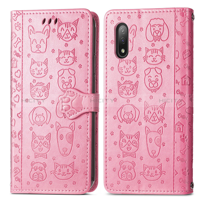 Coque Portefeuille Motif Fantaisie Livre Cuir Etui Clapet S03D pour Sony Xperia Ace II Rose Plus