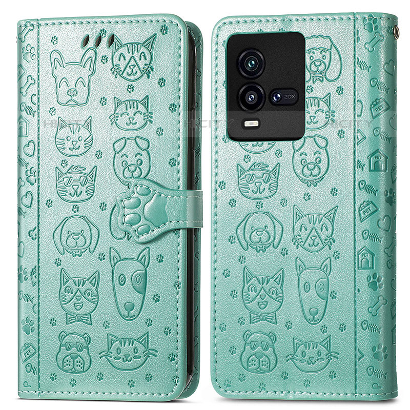 Coque Portefeuille Motif Fantaisie Livre Cuir Etui Clapet S03D pour Vivo iQOO 9T 5G Vert Plus