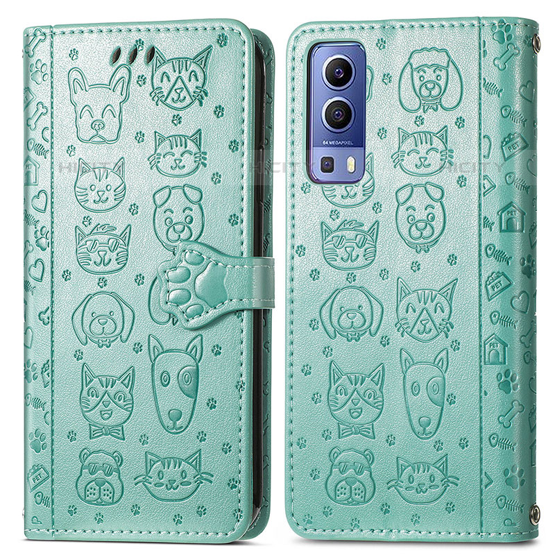 Coque Portefeuille Motif Fantaisie Livre Cuir Etui Clapet S03D pour Vivo iQOO Z3 5G Vert Plus