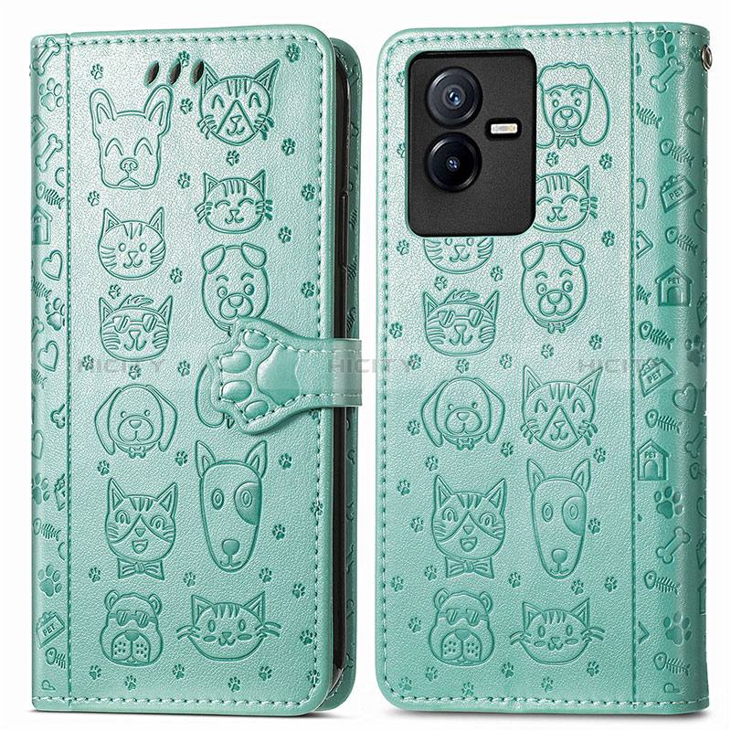 Coque Portefeuille Motif Fantaisie Livre Cuir Etui Clapet S03D pour Vivo T2x 5G Vert Plus