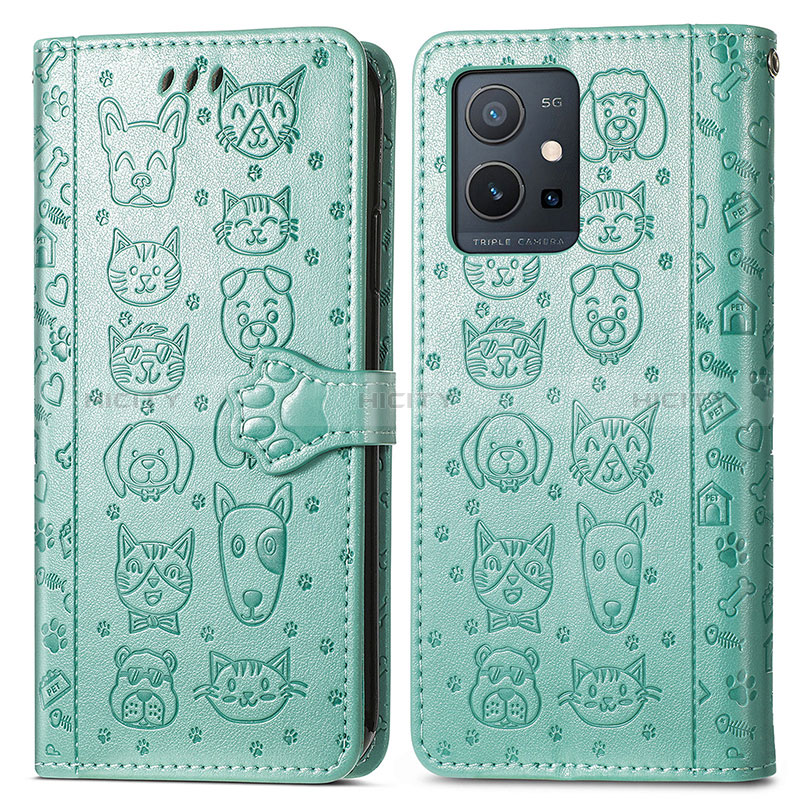 Coque Portefeuille Motif Fantaisie Livre Cuir Etui Clapet S03D pour Vivo Y33e 5G Vert Plus