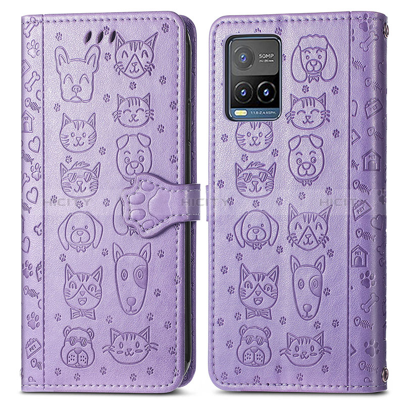 Coque Portefeuille Motif Fantaisie Livre Cuir Etui Clapet S03D pour Vivo Y33T Violet Plus