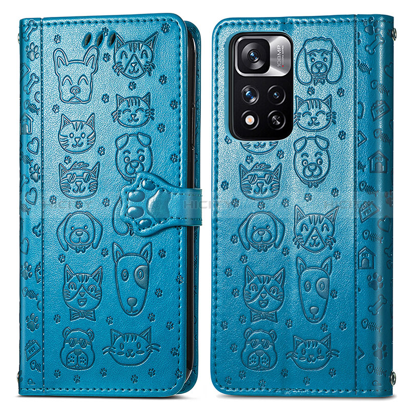 Coque Portefeuille Motif Fantaisie Livre Cuir Etui Clapet S03D pour Xiaomi Mi 11i 5G (2022) Bleu Plus