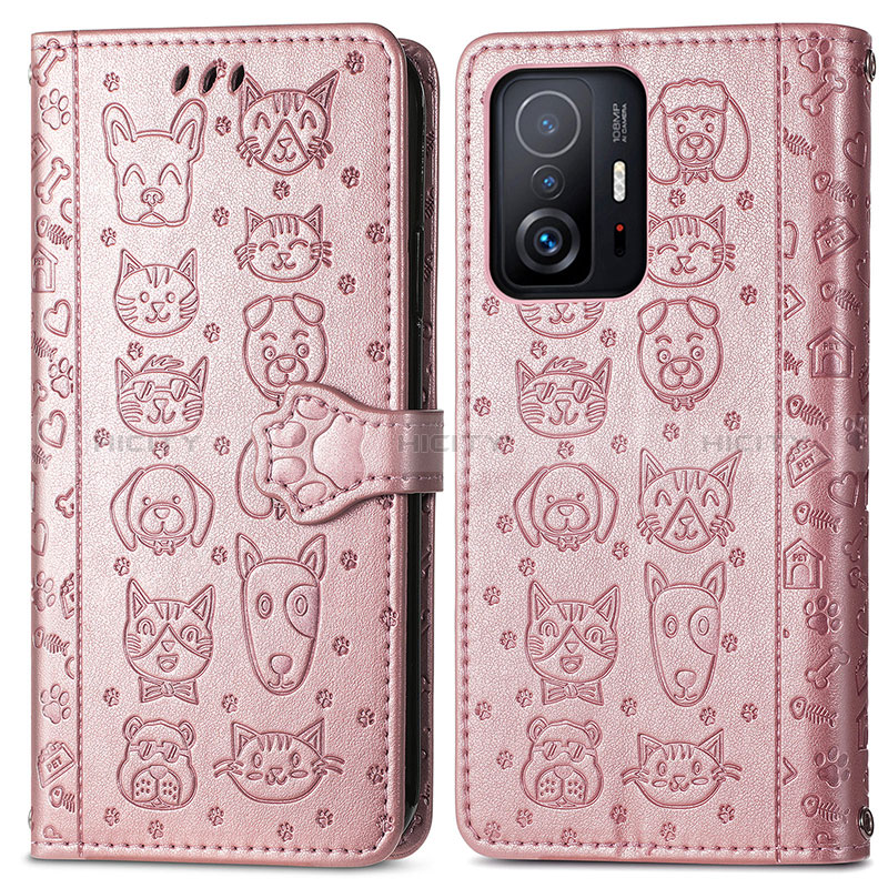 Coque Portefeuille Motif Fantaisie Livre Cuir Etui Clapet S03D pour Xiaomi Mi 11T Pro 5G Or Rose Plus