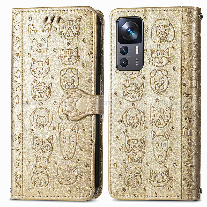 Coque Portefeuille Motif Fantaisie Livre Cuir Etui Clapet S03D pour Xiaomi Mi 12T 5G Or Plus