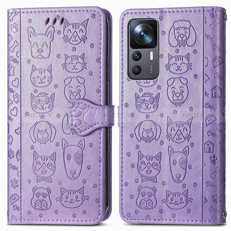 Coque Portefeuille Motif Fantaisie Livre Cuir Etui Clapet S03D pour Xiaomi Mi 12T 5G Violet Plus