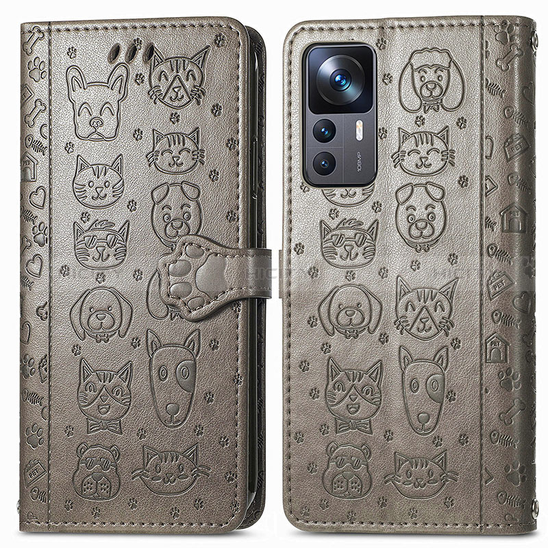 Coque Portefeuille Motif Fantaisie Livre Cuir Etui Clapet S03D pour Xiaomi Mi 12T Pro 5G Gris Plus