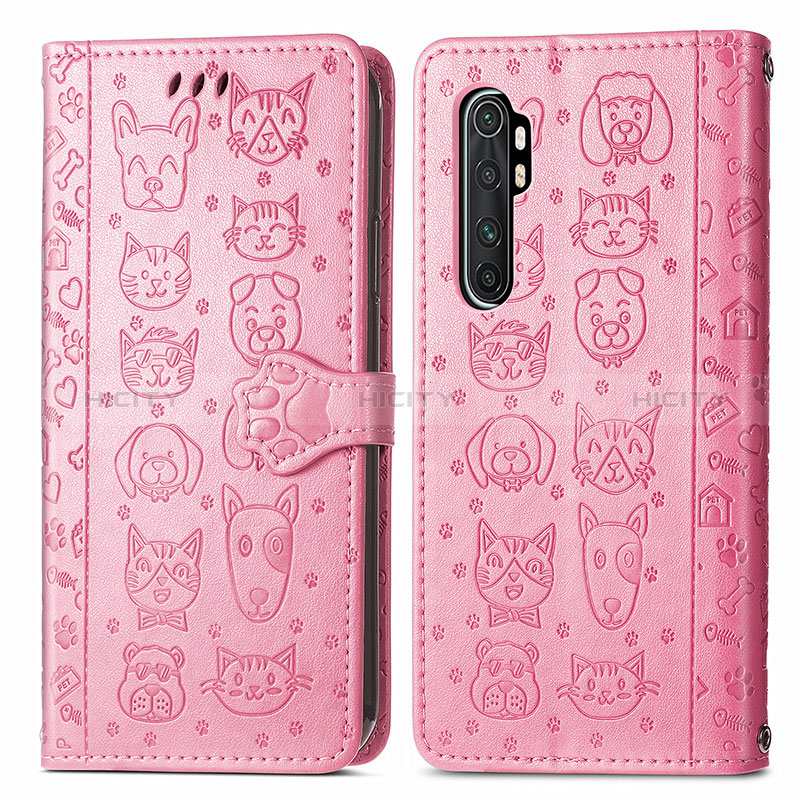 Coque Portefeuille Motif Fantaisie Livre Cuir Etui Clapet S03D pour Xiaomi Mi Note 10 Lite Rose Plus