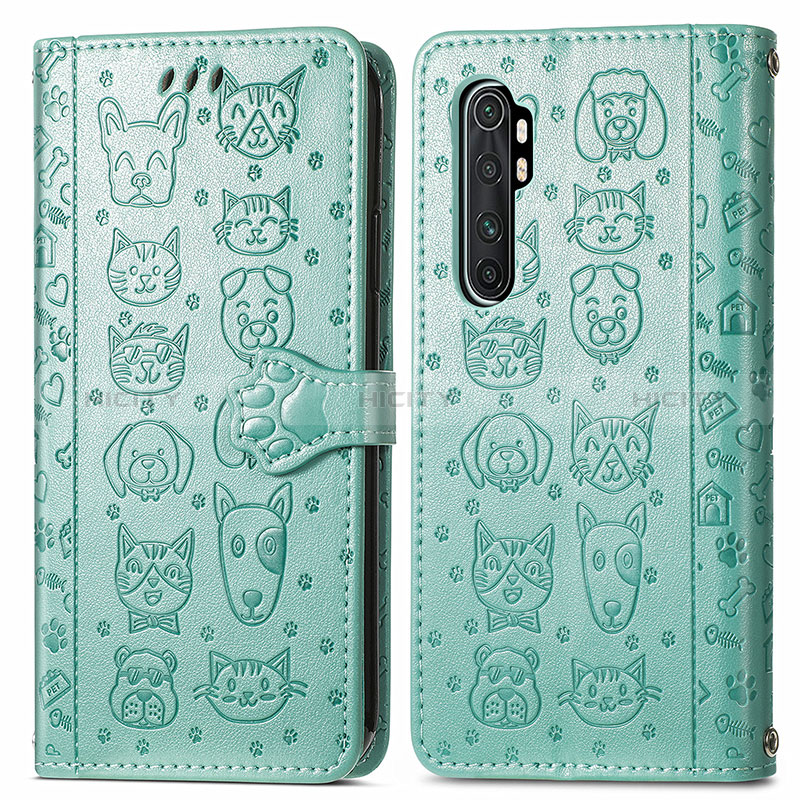 Coque Portefeuille Motif Fantaisie Livre Cuir Etui Clapet S03D pour Xiaomi Mi Note 10 Lite Vert Plus