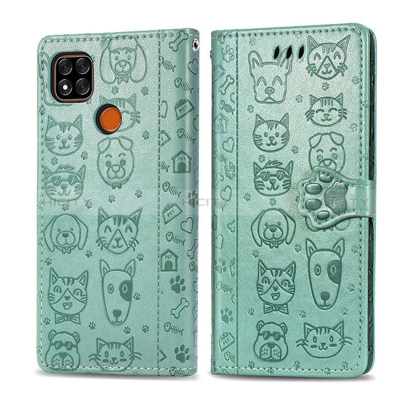 Coque Portefeuille Motif Fantaisie Livre Cuir Etui Clapet S03D pour Xiaomi POCO C3 Vert Plus