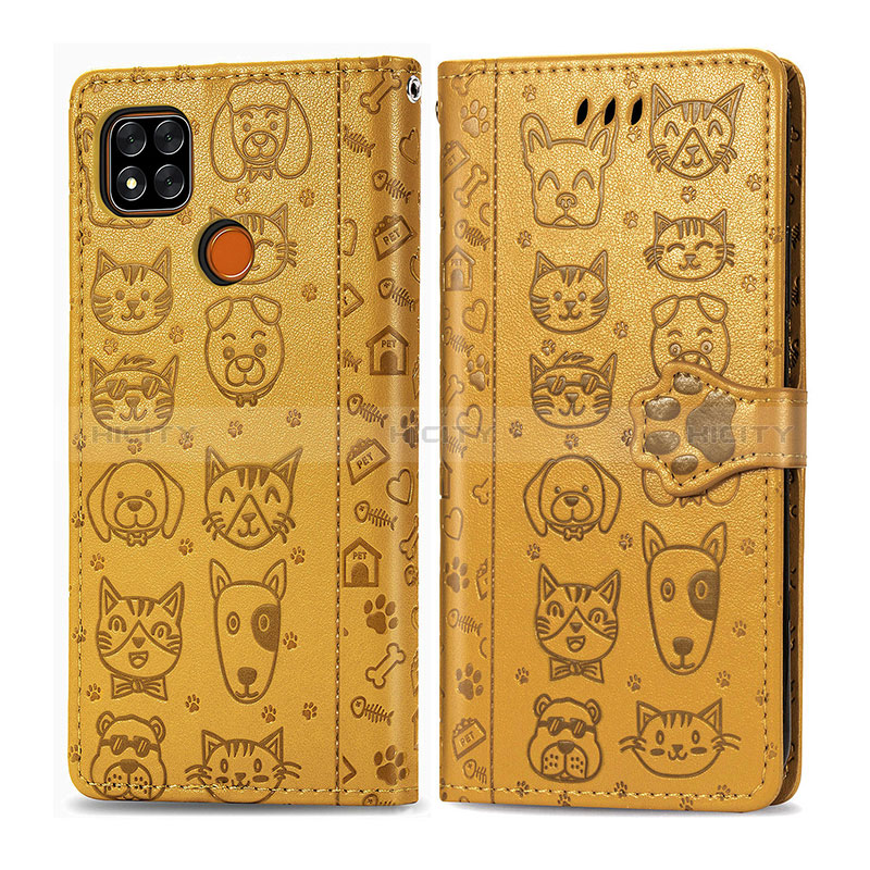 Coque Portefeuille Motif Fantaisie Livre Cuir Etui Clapet S03D pour Xiaomi POCO C31 Jaune Plus