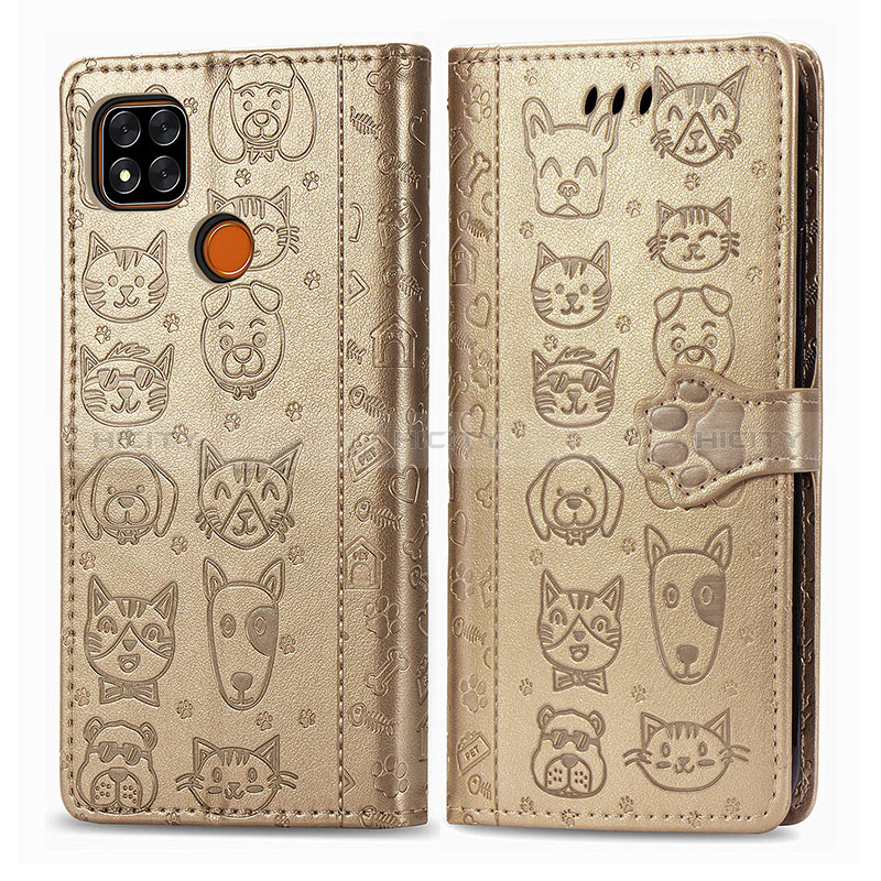 Coque Portefeuille Motif Fantaisie Livre Cuir Etui Clapet S03D pour Xiaomi POCO C31 Or Plus