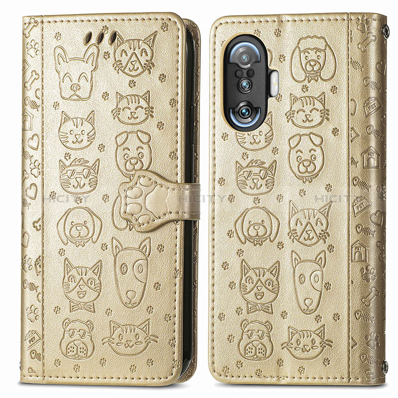 Coque Portefeuille Motif Fantaisie Livre Cuir Etui Clapet S03D pour Xiaomi Poco F3 GT 5G Or Plus