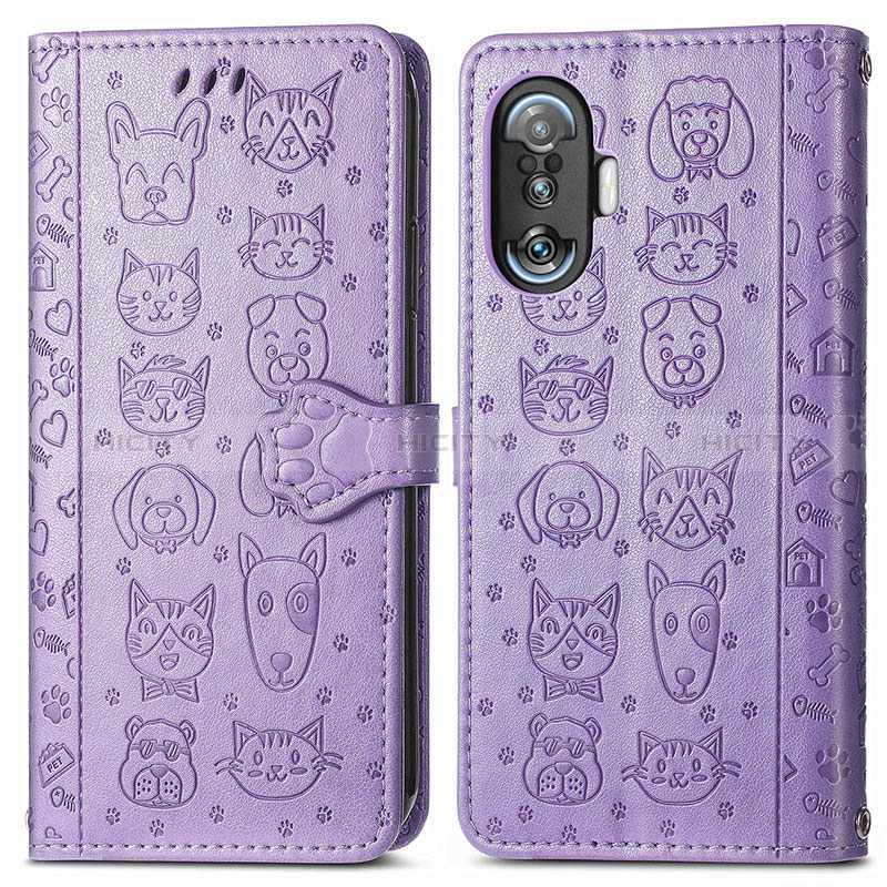 Coque Portefeuille Motif Fantaisie Livre Cuir Etui Clapet S03D pour Xiaomi Poco F3 GT 5G Violet Plus