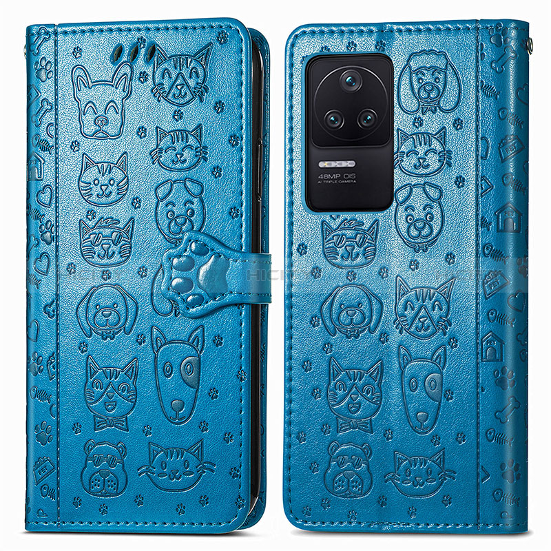 Coque Portefeuille Motif Fantaisie Livre Cuir Etui Clapet S03D pour Xiaomi Poco F4 5G Bleu Plus