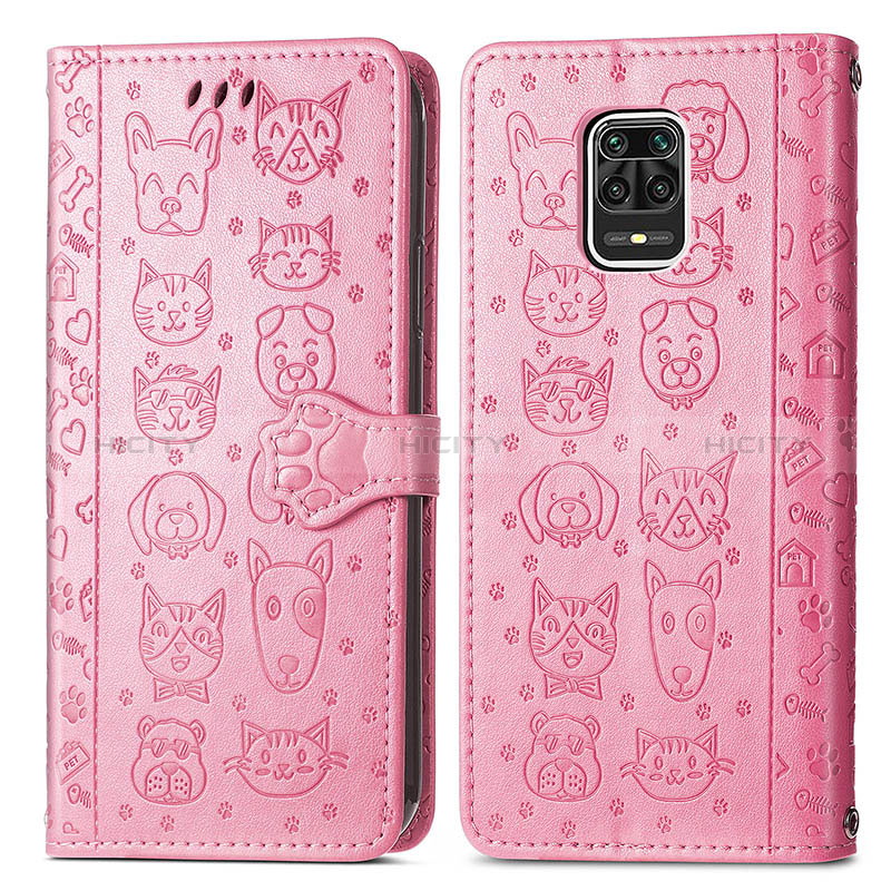 Coque Portefeuille Motif Fantaisie Livre Cuir Etui Clapet S03D pour Xiaomi Poco M2 Pro Rose Plus