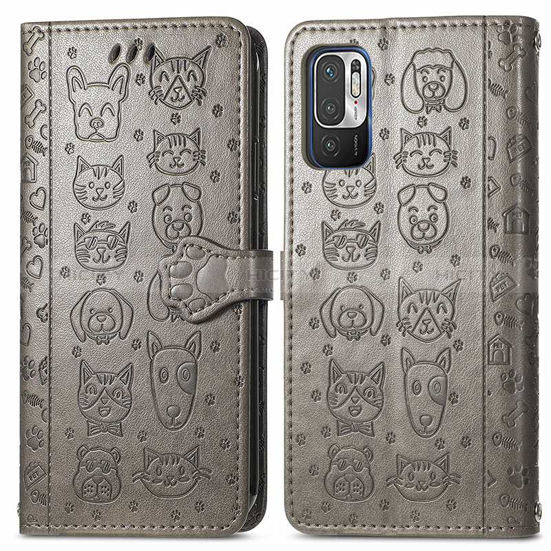 Coque Portefeuille Motif Fantaisie Livre Cuir Etui Clapet S03D pour Xiaomi POCO M3 Pro 5G Gris Plus