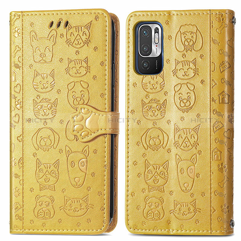 Coque Portefeuille Motif Fantaisie Livre Cuir Etui Clapet S03D pour Xiaomi POCO M3 Pro 5G Jaune Plus