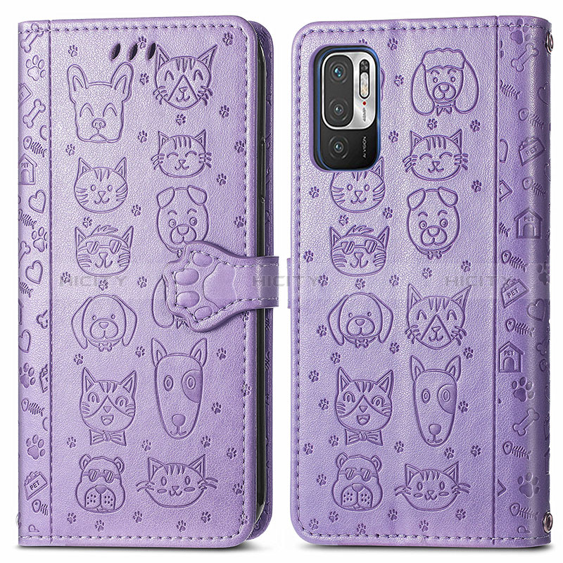 Coque Portefeuille Motif Fantaisie Livre Cuir Etui Clapet S03D pour Xiaomi POCO M3 Pro 5G Violet Plus