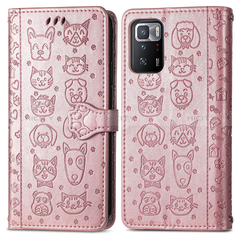 Coque Portefeuille Motif Fantaisie Livre Cuir Etui Clapet S03D pour Xiaomi Poco X3 GT 5G Or Rose Plus