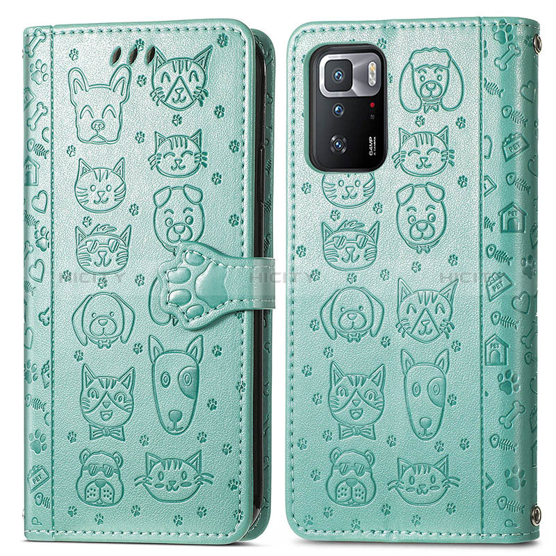 Coque Portefeuille Motif Fantaisie Livre Cuir Etui Clapet S03D pour Xiaomi Poco X3 GT 5G Vert Plus