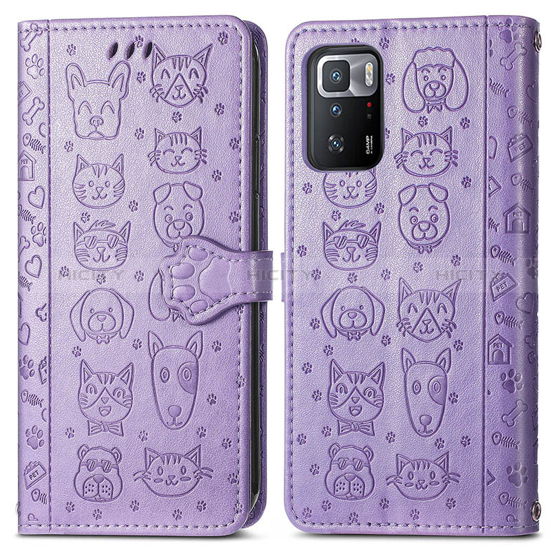 Coque Portefeuille Motif Fantaisie Livre Cuir Etui Clapet S03D pour Xiaomi Poco X3 GT 5G Violet Plus