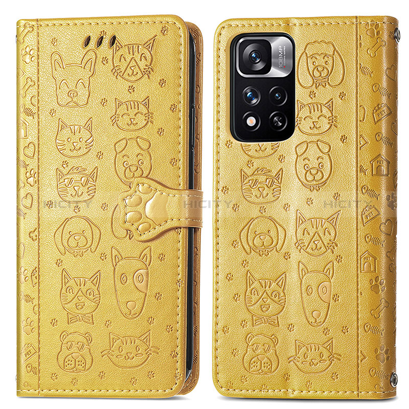 Coque Portefeuille Motif Fantaisie Livre Cuir Etui Clapet S03D pour Xiaomi Poco X4 NFC Jaune Plus