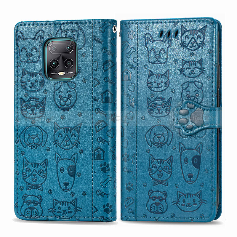 Coque Portefeuille Motif Fantaisie Livre Cuir Etui Clapet S03D pour Xiaomi Redmi 10X 5G Bleu Plus