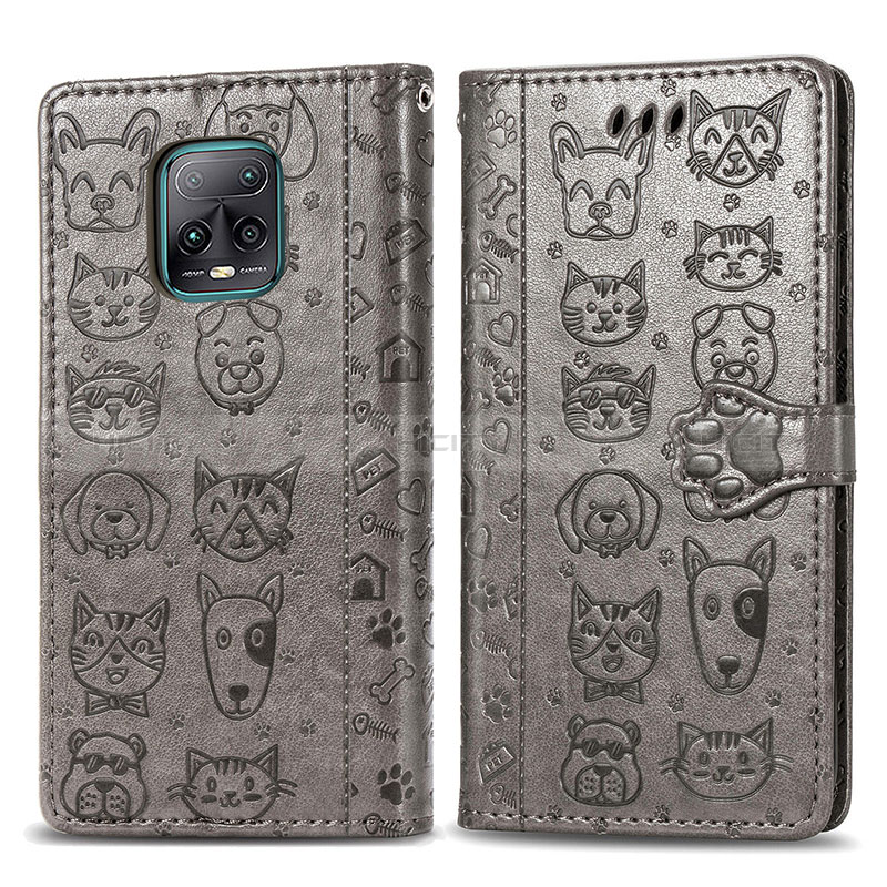 Coque Portefeuille Motif Fantaisie Livre Cuir Etui Clapet S03D pour Xiaomi Redmi 10X 5G Gris Plus