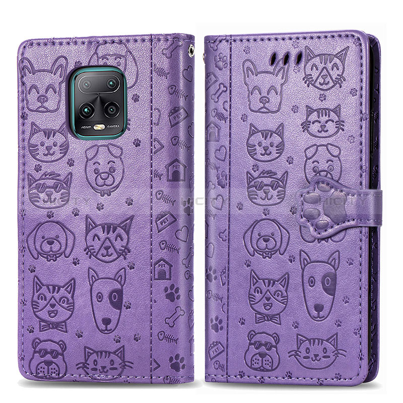 Coque Portefeuille Motif Fantaisie Livre Cuir Etui Clapet S03D pour Xiaomi Redmi 10X Pro 5G Violet Plus