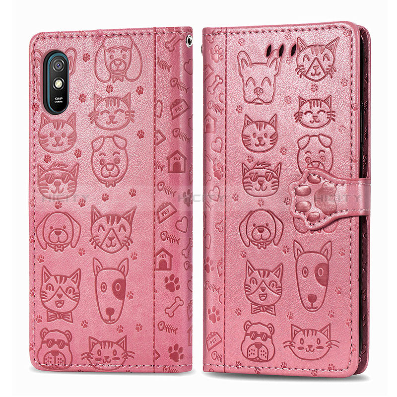 Coque Portefeuille Motif Fantaisie Livre Cuir Etui Clapet S03D pour Xiaomi Redmi 9AT Rose Plus