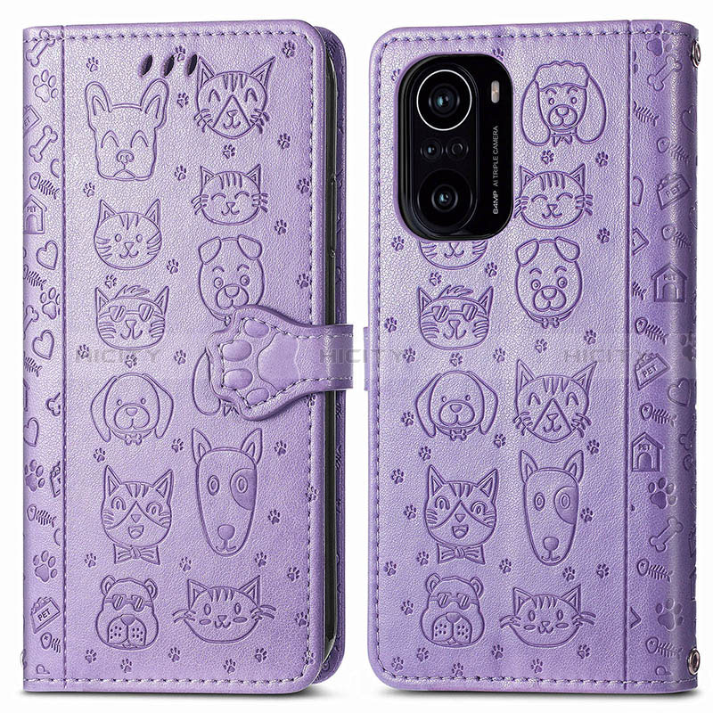 Coque Portefeuille Motif Fantaisie Livre Cuir Etui Clapet S03D pour Xiaomi Redmi K40 5G Violet Plus