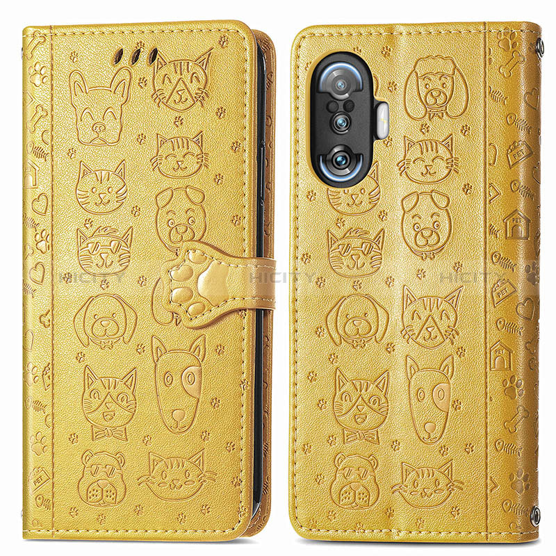 Coque Portefeuille Motif Fantaisie Livre Cuir Etui Clapet S03D pour Xiaomi Redmi K40 Gaming 5G Jaune Plus