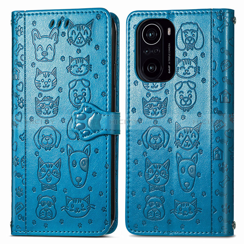 Coque Portefeuille Motif Fantaisie Livre Cuir Etui Clapet S03D pour Xiaomi Redmi K40 Pro+ Plus 5G Bleu Plus