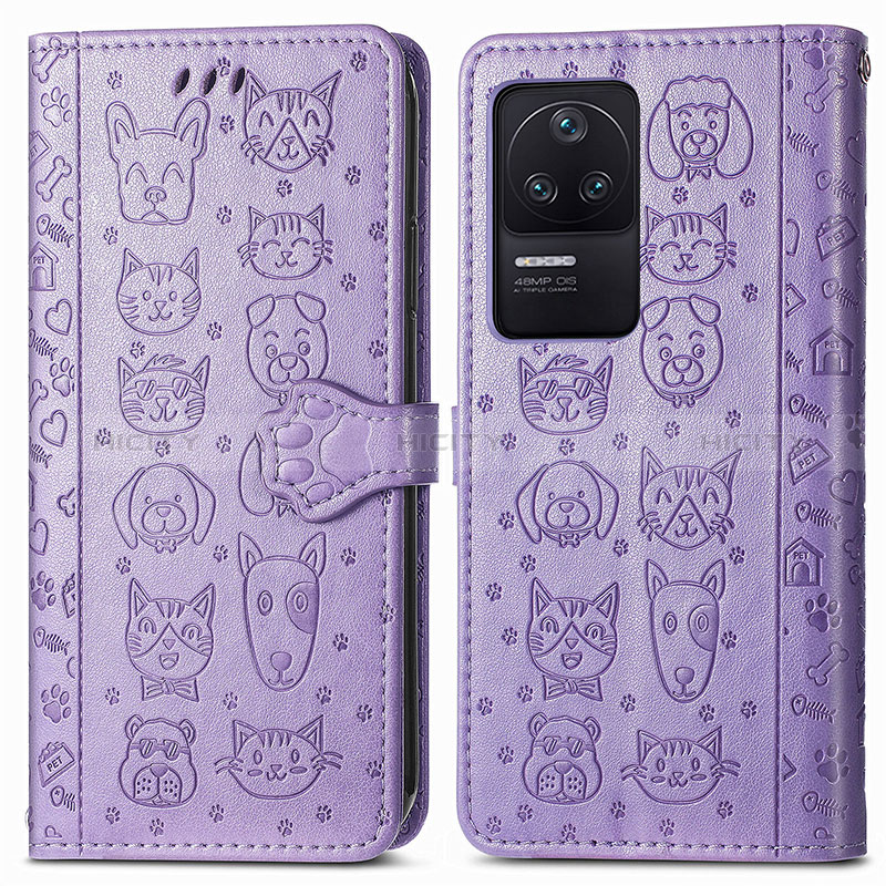 Coque Portefeuille Motif Fantaisie Livre Cuir Etui Clapet S03D pour Xiaomi Redmi K40S 5G Violet Plus