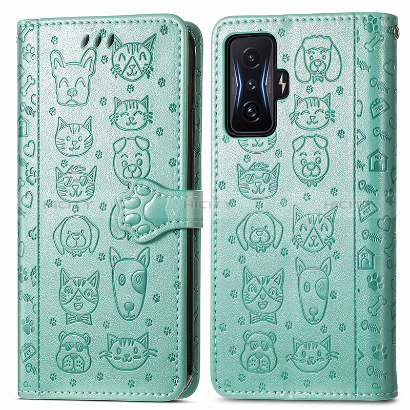 Coque Portefeuille Motif Fantaisie Livre Cuir Etui Clapet S03D pour Xiaomi Redmi K50 Gaming 5G Vert Plus